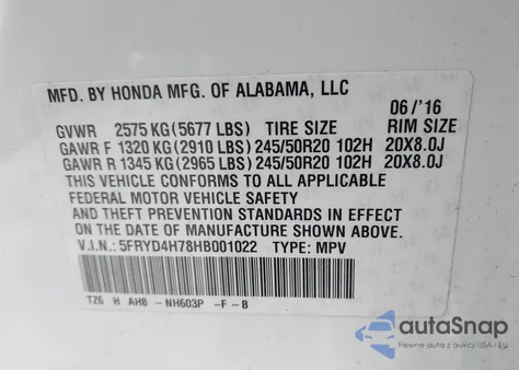 2017 Acura Mdx Technology Entertainment Pkgs z USA, uszkodzony, nr VIN 5FRYD4H78HB001022